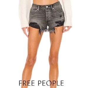 WE THE FREE | Loving Good Vibrations Shorts Sulphur Black Denim Distressed Beach